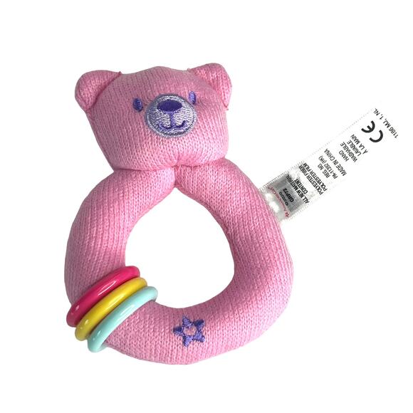 American Girl BITTY BABY Doll RATTLE TOY 5" Teddy Bear & Rings Accessory Plush! - Picture 2 of 4